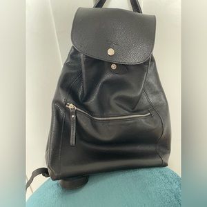 Black Leather Longchamp Backpack